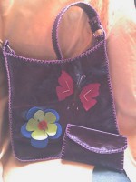 BOLSO/ BILLETERA PURPLE WHITH FLOWERS